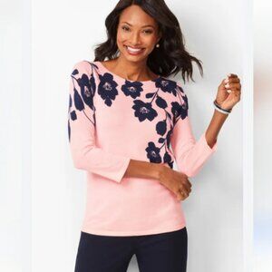 Talbots Floral Sweater in Pink & Black